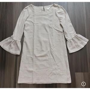 J Crew Women's Dress Gray Striped Ruffle Sleeves Size Small